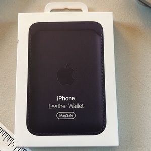 Navy blue leather Apple magnetic MagSafe wallet w/original box